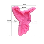 Hummingbird Pendant Silicone Molds, Resin Casting Molds, For UV Resin, Epoxy Resin Jewelry Making, Hot Pink, 78x60x10mm, Inner Diameter: 70x54x5mm(DIY-WH0214-37)