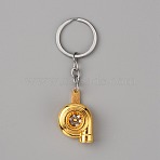 Alloy Keychains, with Iron Key Rings, Turbocharger, Golden, 10.1cm(KEYC-WH0027-61G)