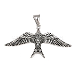 304 Stainless Steel Big Pendants, Bird Charms, Antique Silver, 30x56.5x4.5mm, Hole: 8.5x5.5mm(STAS-C164-04AS)