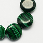 Flat Round Synthetic Malachite Beads Strands, Dark Green, 16x5mm, Hole: 1mm, about 25pcs/strand, 16.5 inch(X-G-S110-11)