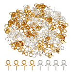 100Pcs 2 Colors PVD Vacuum Plating 304 Stainless Steel Cup Pearl Peg Bails Pin Pendants, Long-Lasting Plated, For Half Drilled Beads, Golden & Silver, 7x4mm, Hole: 1.5~1.6mm, Pin: 0.6~0.8mm, 50pcs/color(STAS-ME0002-97)
