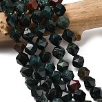 Natural Bloodstone/Heliotrope Beads Strands, Star Cut Round Beads, Faceted, 9~10x9~10x9~10mm, Hole: 1~1.4mm, about 38~40pcs/strand, 14.88''15.08''(37.8~38.3cm)(G-Z119-A16-03)