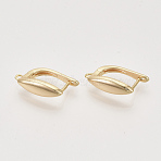 Brass Hoop Earring Findings with Latch Back Closure, Nickel Free, with Horizontal Loop, Horse Eye, Real 18K Gold Plated, 17.5x5x12.5mm, Hole: 1.2mm, pin: 1x0.7mm(KK-T048-019G-NF)
