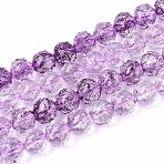 Crackle Transparent Glass Beads Strands, Round, Faceted, Dark Orchid, 7.5~8mm, Hole: 1~1.2mm, about 52~53pcs/strand, 14.76~15.35 inch(37.5~39cm)(GLAA-N063-8mm-04)