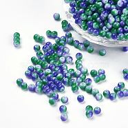 Spray Painted Resin Beads, Round, Two Tone, Colorful, 4.5x4mm, Hole: 1mm(RESI-K005-01F)