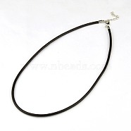 Leather Cord Necklace Making, with Zinc Alloy Lobster Claw Clasps and Brass Findings, Nickel Free, Platinum Metal Color, Coconut Brown, 420x3mm(NJEW-A280-L420mm-02)