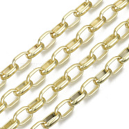 Unwelded Iron Cable Chains, with Spool, Real 16K Gold Plated, 12.5x8.4x3mm, about 32.8 Feet(10m)/roll(CH-S125-15A-04)