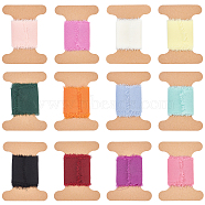 BENECREAT 12M 12 Colors Polyester Ribbons, Raw Edges, Mixed Color, 1/8 inch(3.8~4mm), 0.28mm, 1m/color(OCOR-BC0001-89)