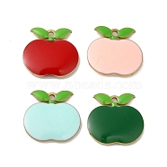 Teachers' Day Brass Enamel Charms, Real 18K Gold Plated, Apple Charm, Mixed Color, 11x12x2mm, Hole: 1mm(KK-S368-01G)