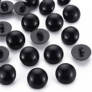 1-Hole Plastic Buttons, Half Round, Black, 18x11.5mm, Hole: 3mm(BUTT-N018-033D-01)