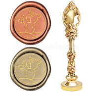 DIY Scrapbook, Brass Wax Seal Stamp and Alloy Handles, Cactus Pattern, 103mm, Stamps: 2.5x1.45cm(AJEW-WH0128-02G)