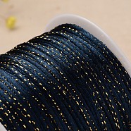 Round Polyester Metallic Cord, Prussian Blue, 2mm, 100meter/roll(OCOR-L021-04)
