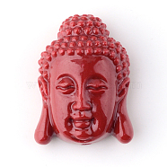 Synthetic Coral Beads, Buddha Head, Dark Red, 15.5x11x6mm, Hole: 1.5mm(X-CORA-S003-15mm-03)