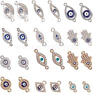 Alloy Links, with Crystal Rhinestone and Enamel, Mixed Shapes, Mixed Color, 13.5~27x7.5~14.5mm, Hole: 1.4~2mm,  2pcs/shape, 24pcs/box, Container: 25.5x8x3.5mm(ENAM-NB0001-23)