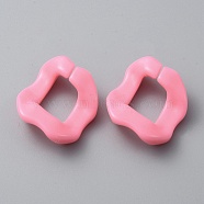 Acrylic Linking Ring, Quick Link Connector, Twisted Rhombus, for Curb Chain Making, Pink, 25.5x21x6mm(MACR-CJC0004-15I)