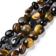 Natural Tiger Eye Beads Strands, Mixed Dyed and Undyed, Tumbled Stone, Nuggets, 6~10.5x6~7.5x4~5mm, Hole: 0.8mm, about 50~55pcs/strand, 15.94''(40.5cm)(G-A208-06)
