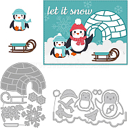 2Pcs 2 Styles Christmas Theme Carbon Steel Cutting Dies Stencils, for DIY Scrapbooking, Photo Album, Decorative Embossing Paper Card, Stainless Steel Color, Matte Style, Penguin Pattern, 8.2~14.1x9.8~15.9x0.08cm, 1pc/style(DIY-WH0309-544)