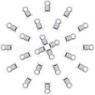 304 Stainless Steel Folding Crimp Ends, Stainless Steel Color, 8x4x4mm, Hole: 2mm, 3x5mm inner diameter, 200pcs/box(STAS-PH0018-22P)
