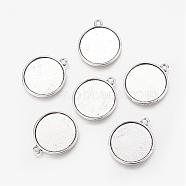 Alloy Pendant Cabochon Settings, Plain Edge Bezel Cups, DIY Findings for Jewelry Making, Flat Round, Antique Silver, Lead Free and Cadmium Free, Tray: 27mm, 34.5x30x2.5mm, Hole: 3mm(X-LF1653Y)