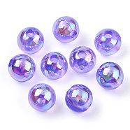 Transparent Acrylic Beads, AB Colors Plated, Round, Blue Violet, 10mm, Hole: 1.8mm, about 950pcs/500g(MACR-T046-01E-05)