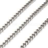 Titanium Steel Curb Chains, Unwelded, with Spool, Stainless Steel Color, 8x6x3mm, 5m/roll(CHS-G040-02P)