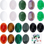 20Pcs 10 Style Natural & Synthetic Mixed Gemstone Cabochons Kit, Oval, 14x10x4.5~5.5mm, 2Pcs/style(G-SC0002-32)