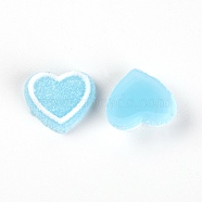 Resin Cabochons Accessories, Frosted, Imitation Berry Candy, Heart, Light Sky Blue, 15x17x5.5mm(RESI-TAC0007-10D)