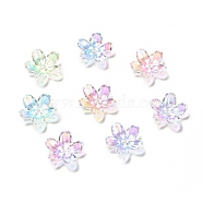 Transparent Acrylic Flower Bead Caps, AB Color, 5-Petal Flower, Colorful, 11.5x12x3mm, Hole: 1.5mm(MACR-C009-14)