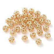 Rack Plating Brass Beads, Long-Lasting Plated, Round, Real 14K Gold Plated, 4mm, Hole: 0.8mm(KK-D097-11G-01)