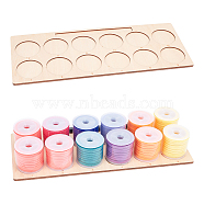 12 Numbered Slots Wood Embroidery Thread Storage Trays, Laser Cut Thread Spool Organizer Holder, Rectangle, BurlyWood, 12.95x32x0.4cm(TOOL-WH0201-03)