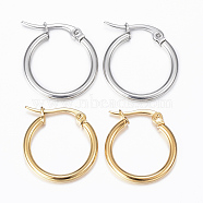 304 Stainless Steel Hoop Earrings, Hypoallergenic Earrings, Ring Shape, Mixed Color, 12 Gauge, 20x19x2mm, Pin:1x0.8mm(EJEW-H344-02)