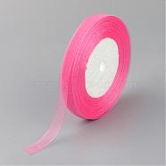 Sheer Organza Ribbon, DIY Material for Ribbon, Deep Pink, 1/2 inch(12mm), 500yards(457.2m)(VC017-135)