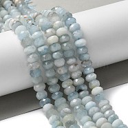 Natural Aquamarine Beads Strands, Rondelle, Faceted, 8x5mm, about 80pcs/strand, 16.14''(41cm)(G-I378-B04-02)