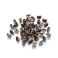 Iron Ear Nuts, Butterfly Earring Backs for Post Earrings, Nickel Free, Antique Bronze, about 6mm long, 4mm wide, 3mm high, hole: 0.7~1.0mm(E034Y-NFAB)