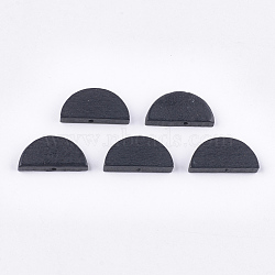 Painted Natural Wood Beads, Semicircle, Black, 10x20x4mm, Hole: 1.5mm(WOOD-T021-05A-04)