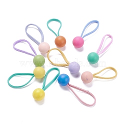Rubber Elastic Hair Ties, with Round Acrylic Findings, Mixed Color, 58mm, Inner Diameter: 25mm, 10pcs/box(OHAR-Z002-03)