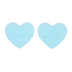 Translucent Cellulose Acetate(Resin) Pendants, Solid Color, Heart, Sky Blue, 38x41x2mm, Hole: 1.4mm(KY-T040-31A)