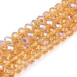 Electroplate Glass Beads Strands, Half Rainbow Plated, Faceted, Rondelle, Peru, 6x5mm, Hole: 1mm, about 84~85pcs/strand, 41.5~42cm(EGLA-A044-T6mm-L23)