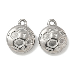 Anti-Tarnish 304 Stainless Steel Pendants, Football Charm, Stainless Steel Color, 17.5x14x4.5mm, Hole: 1.8mm(STAS-Q334-12P-01)