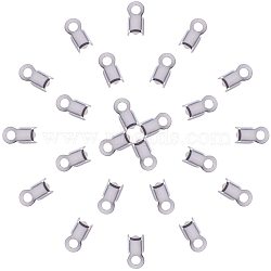 304 Stainless Steel Folding Crimp Ends, Stainless Steel Color, 8x4x4mm, Hole: 2mm, 3x5mm inner diameter, 200pcs/box(STAS-PH0018-22P)