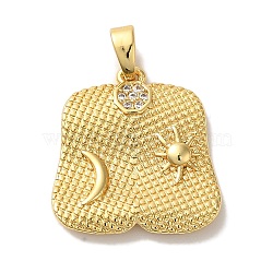 Rack Plating Brass Micro Pave Cubic Zirconia Pendants, Cadmium Free & Lead Free, Long-Lasting Plated, Jacket, Real 18K Gold Plated, 20x18.5x2mm, Hole: 4.5x2.5mm(KK-U027-23G)