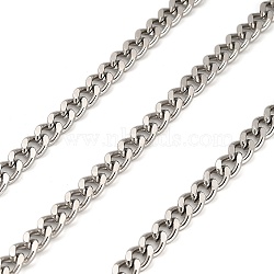 Stainless Steel Curb Chains, Unwelded, with Spool, Stainless Steel Color, 8x6x3mm, 5m/roll(CHS-G040-02P)