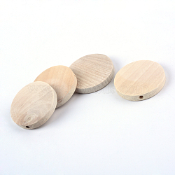 Unfinished Wood Beads, Natural Wooden Beads, Lead Free, Flat Round, 30x5mm, Hole: 2.5mm(X-WOOD-S659-08-LF)