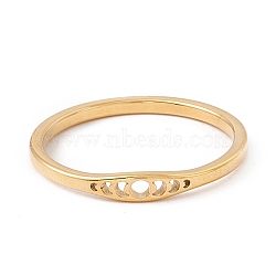 304 Stainless Steel Moon Phase Finger Ring for Women, Golden, US Size 7 3/4(17.9mm)(RJEW-A006-06G)