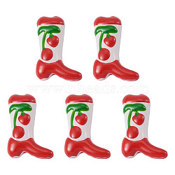 5Pcs Boot Baking Paint Glass Enamel  Beads, Cherry, Red, 23x16.5~17x7.5~8.5mm, Hole: 0.8~1.2mm(LAMP-TADJ0001-08H)