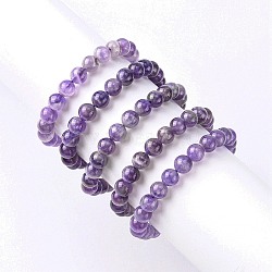 Natural Amethyst Round Beaded Stretch Bracelet, Gemstone Jewelry for Women, Violet, Inner Diameter: 2-1/8~2-1/4 inch(5.4~5.8cm), Beads: 8mm(BJEW-F293-04A)