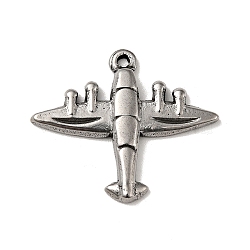 304 Stainless Steel Pendants, Plane Charms, Antique Silver, 21x25x2.5mm, Hole: 1.4mm(STAS-G278-29AS)