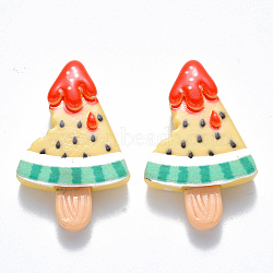 Resin Cabochons, Ice Lolly with Watermelon, Imitation Food, Champagne Yellow, 28x18x6mm(X-CRES-N024-02)