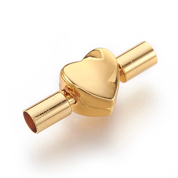 316 Surgical Stainless Steel European Style Clasps, Heart, Golden, 22x9x7.5mm, Hole: 3.4mm