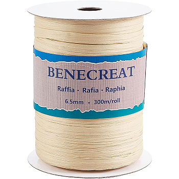 BENECREAT 1 Roll Raffia Paper Cords for DIY Jewelry Making, Paper Twine, Goldenrod, 1/4 inch(8mm), 300m/roll, 1roll/set